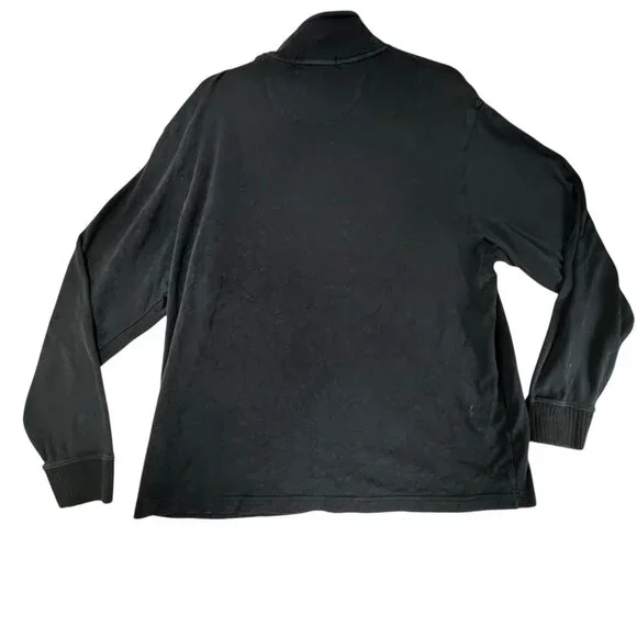 Cremeux Classic Navy Blue Quarter Zip Pullover Sweater Large Ribbed Cuffs - Picture 3 of 9